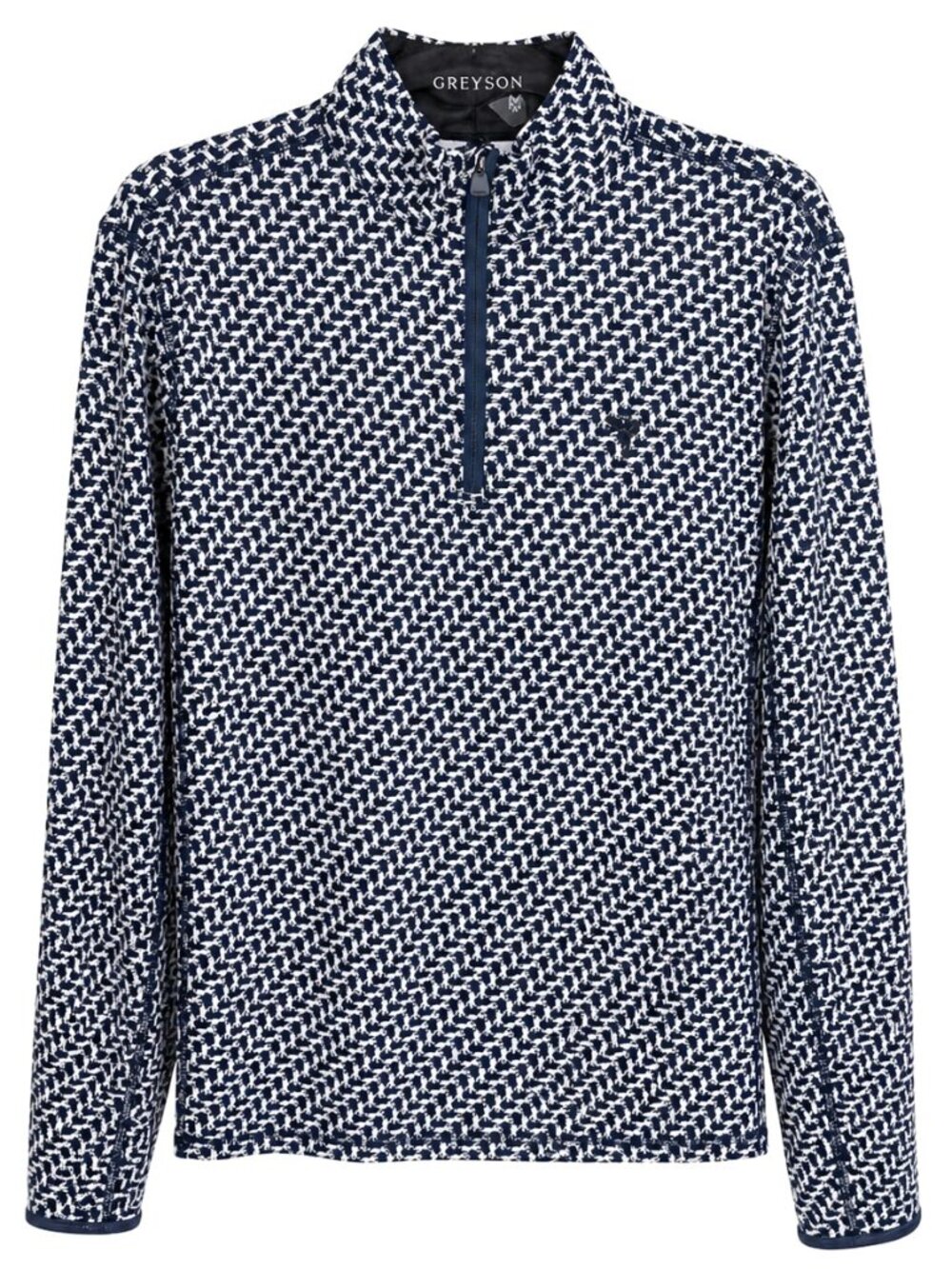 Greyson EUC Blue/White Wolf-Print Golf Club Quarter-Zip Pullover